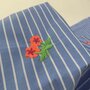 Verhees - Blue Stripes Neon Embroidery Flowers - COTTON