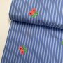 Verhees - Blue Stripes Neon Embroidery Flowers - COTTON